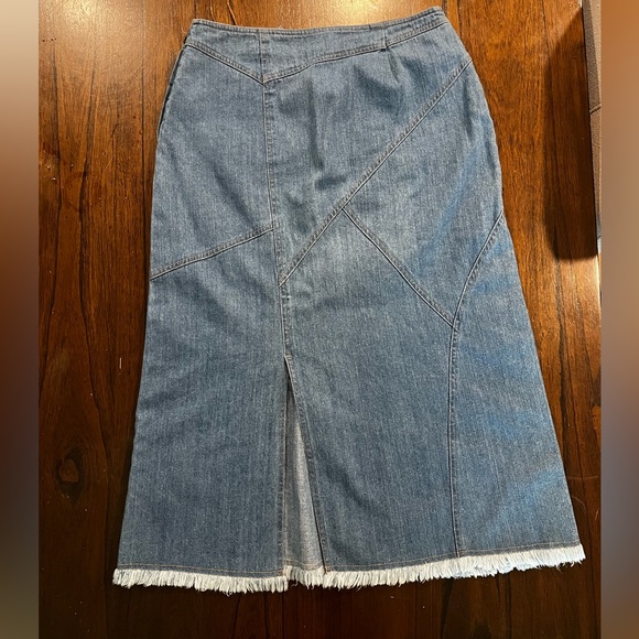 Patch work midi skirt with leather strap criss cross tie design - Picture 3 of 4